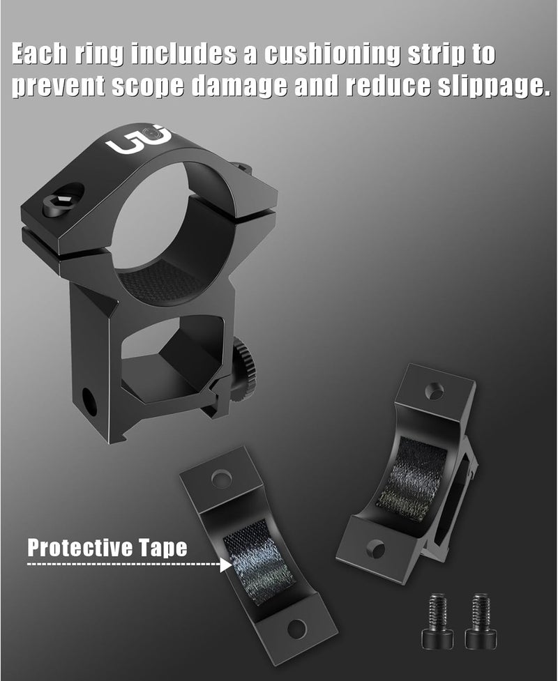 UUQ High Profile 1-Inch Scope Mount Rings, 2-Pack for for Dovetail and Picatinny Rails - Image 3